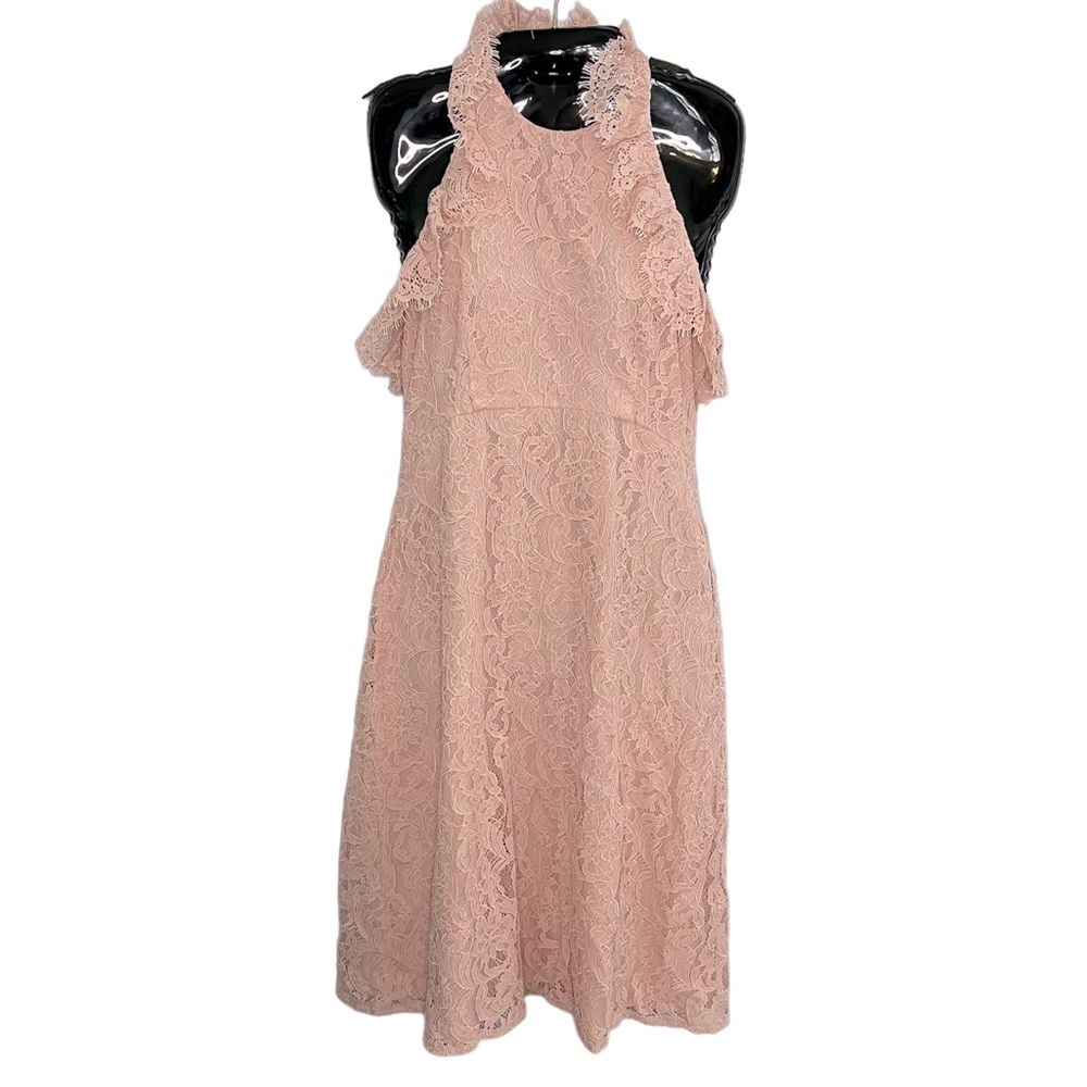 Nanette Lepore Lacey Halter Dress in Blush Pink
